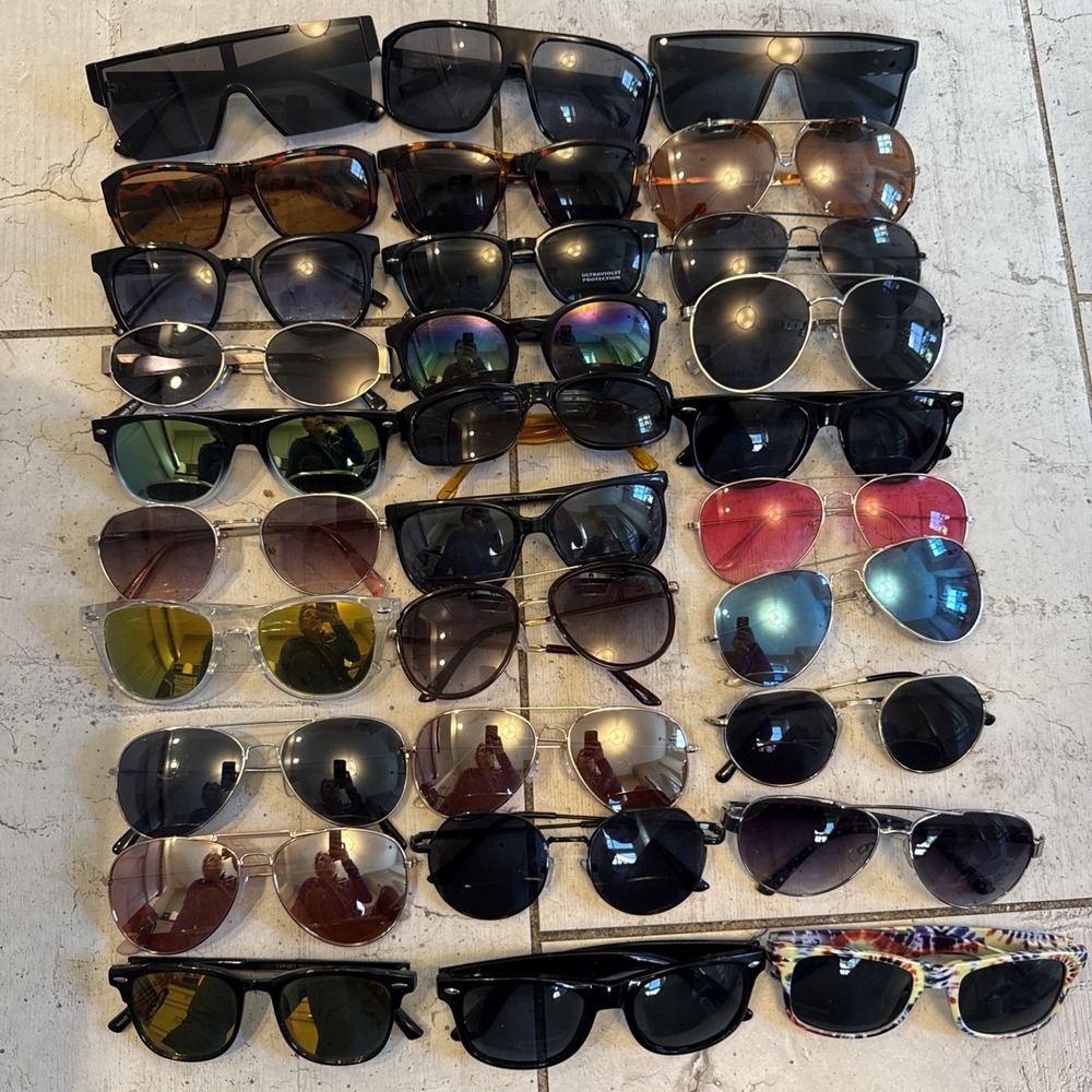 Vintage Men's Deadstock Sunglasses Lot 30 Pairs  -Includes all 30 pairs- Variety